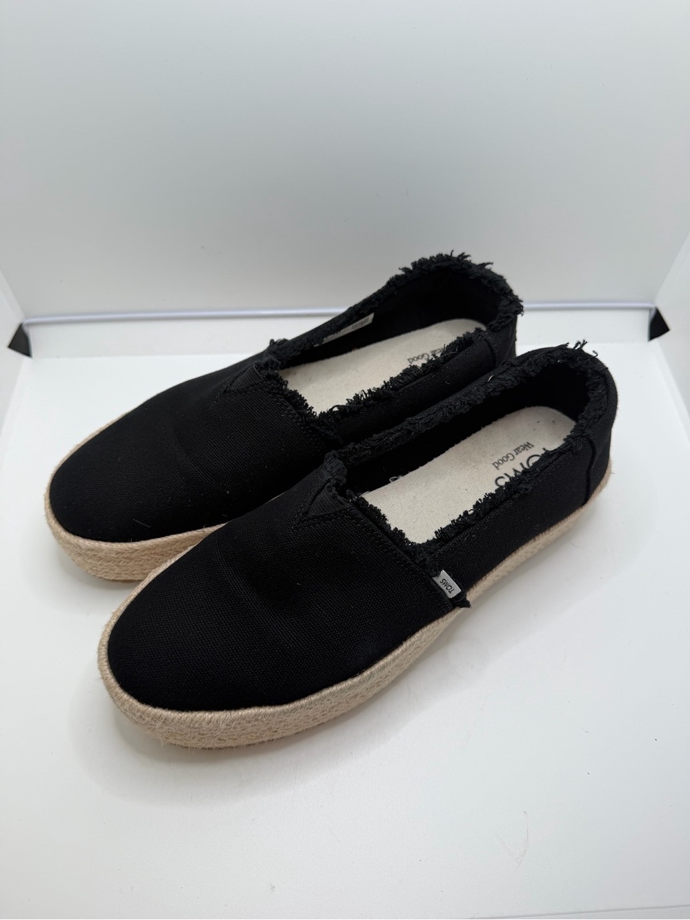 Toms Black Platform Espadrille Slip-Ons - Picture 3 of 4